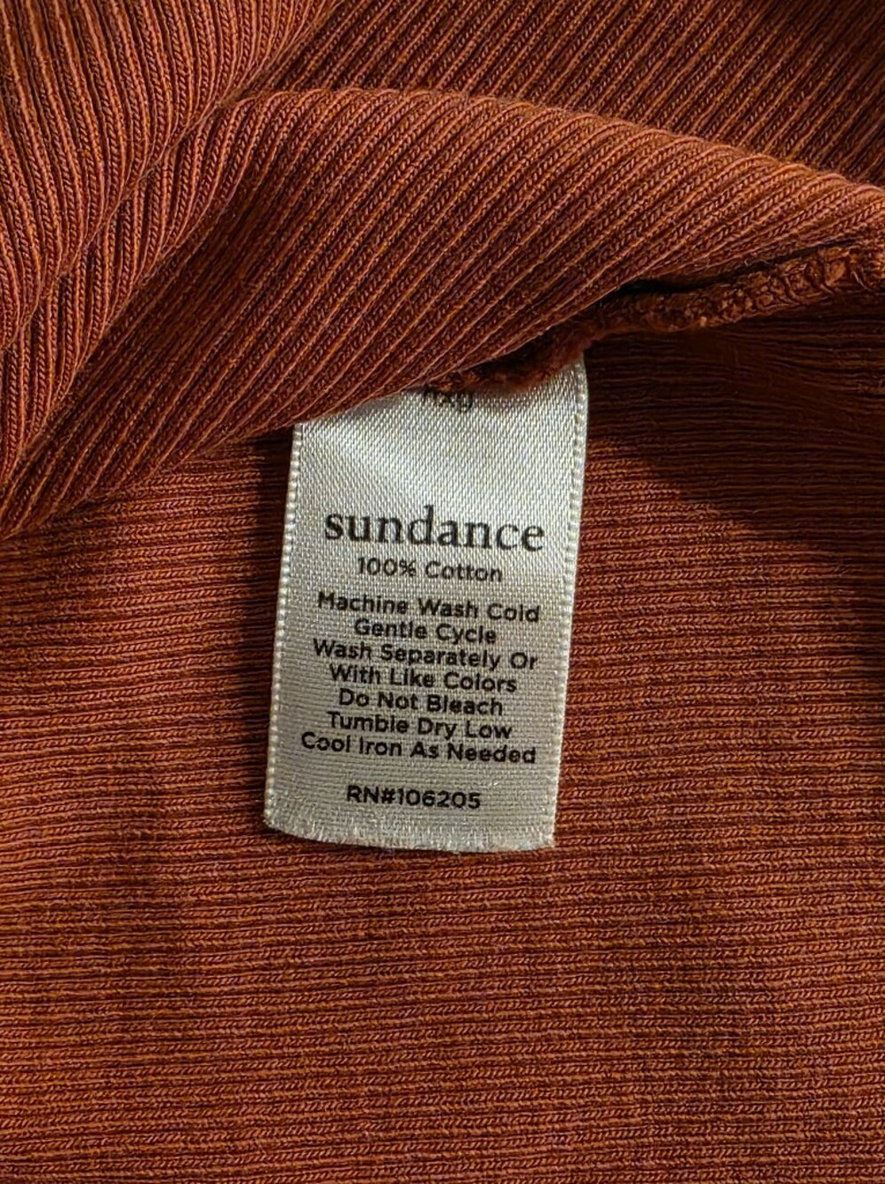 Sundance Medium Ribbed Tank Top: Sundance Ribbed Henley in Rust-Orange - Picture 5 of 8